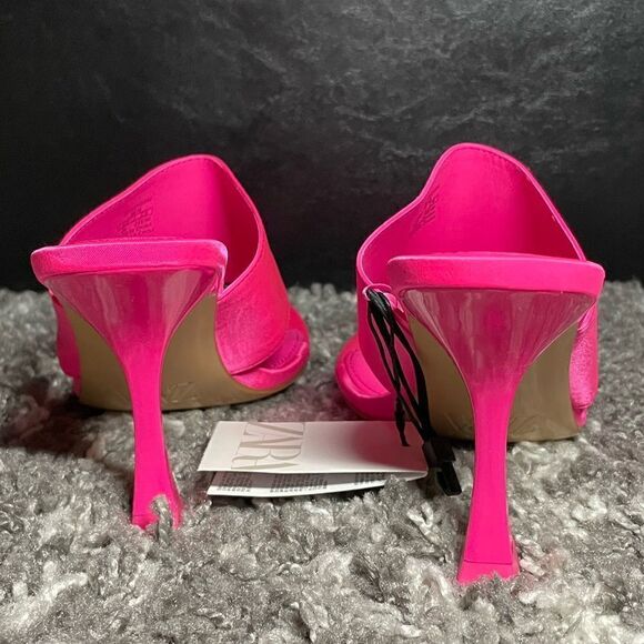 NWT Zara Satin Effect High Heel Sandals - Picture 10 of 12